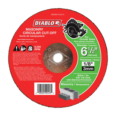 Diablo 6-1/2 in. D X 5/8 in. X 1/8 in. thick Silicon Carbide Masonry Circular Cut-Off Disc 1 pk