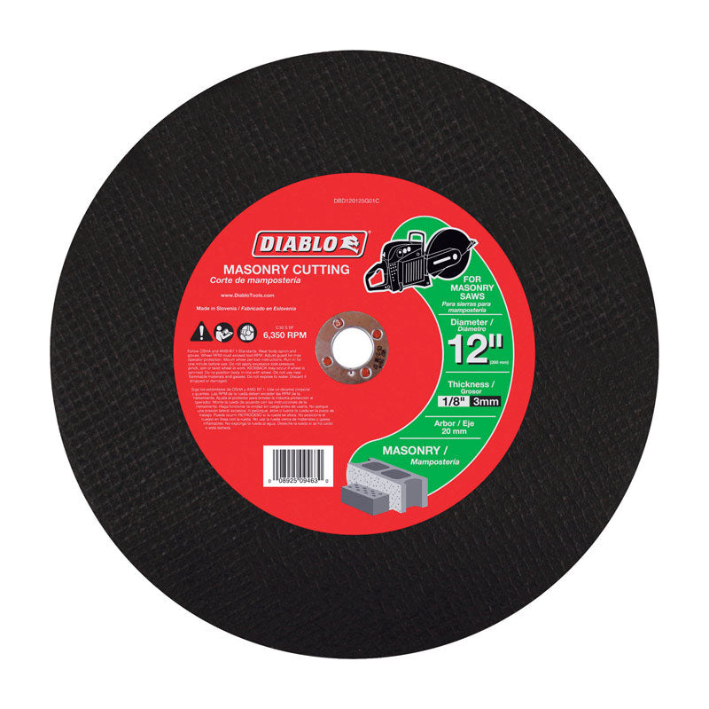 Diablo 12 in. D X 20 mm X 1/8 in. thick Silicon Carbide Masonry Cut-Off Disc 1 pc