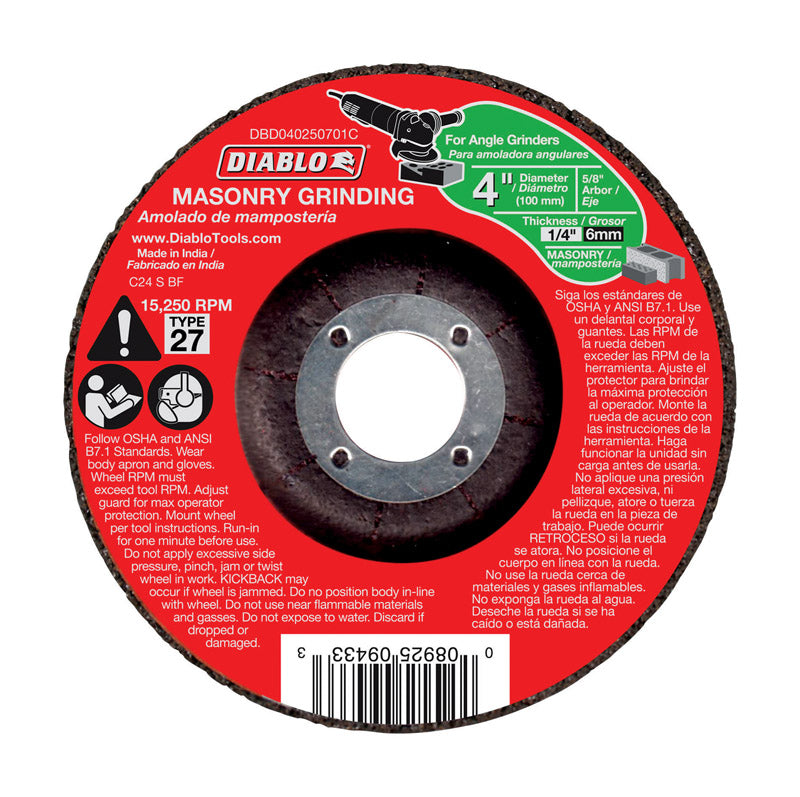 Diablo 4 in. D X 5/8 in. X 1/4 in. thick Silicon Carbide Masonry Cut-Off Disc 1 pc