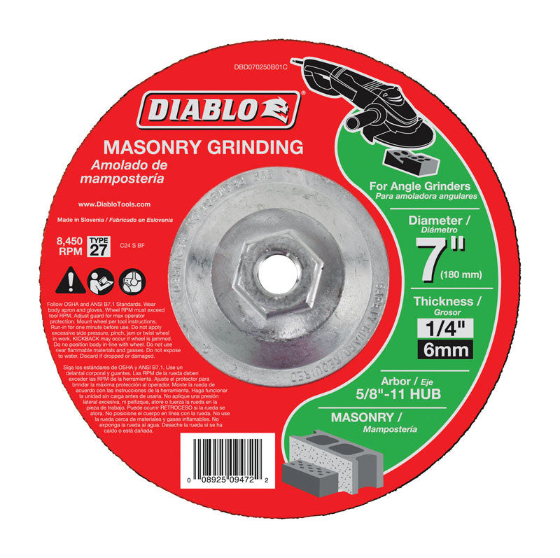 Diablo 7 in. D X 5/8 in. X 1/4 in. thick Silicon Carbide Masonry Circular Cut-Off Disc 1 pc
