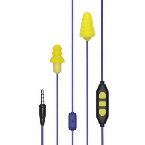 Plugfones Guardian Plus 29 dB Nylon/Silicona/Espuma suave Tapones/Auriculares de 3.5 MM con Micrófono Amarillo 1
