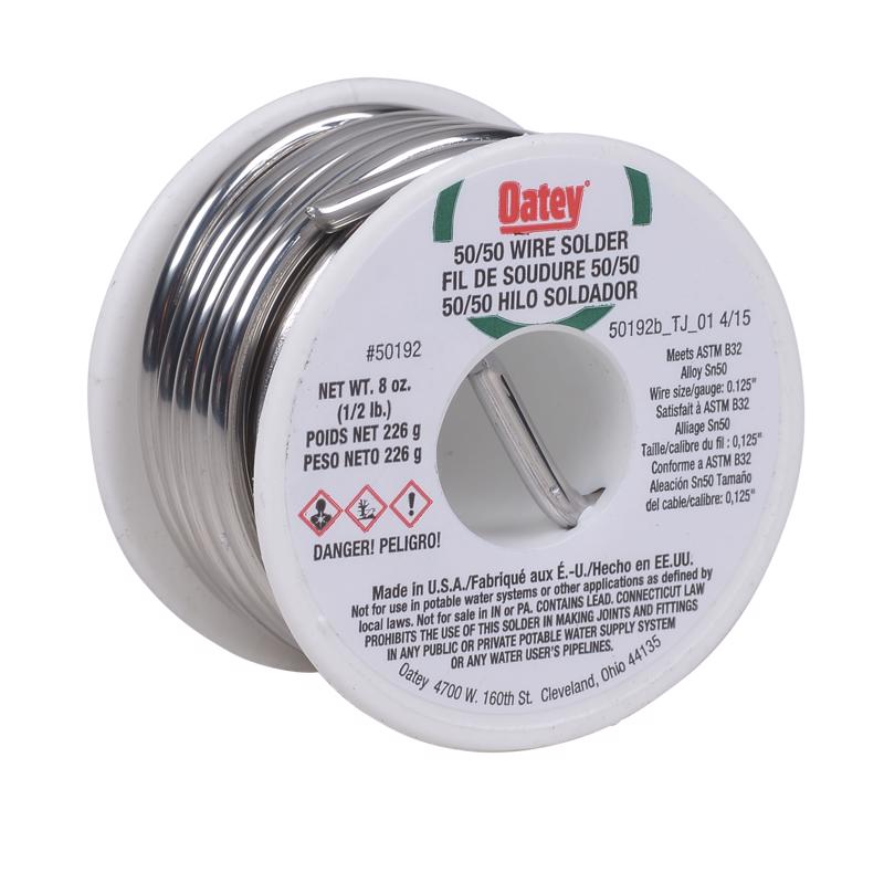 Oatey 8 oz Solid Wire Solder 0.125 in. D Tin/Lead 50/50 1 pc