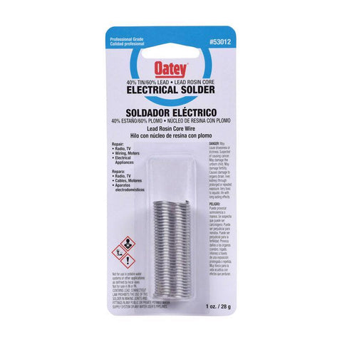 Oatey 1 oz Acid Core Wire Solder 0.063 in. D Tin/Lead 40/60 1 pc