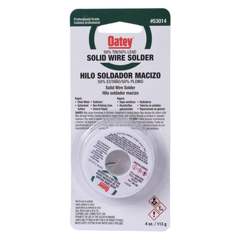 Oatey 4 oz Solid Wire Solder 0.125 in. D Tin/Lead 50/50 1 pc