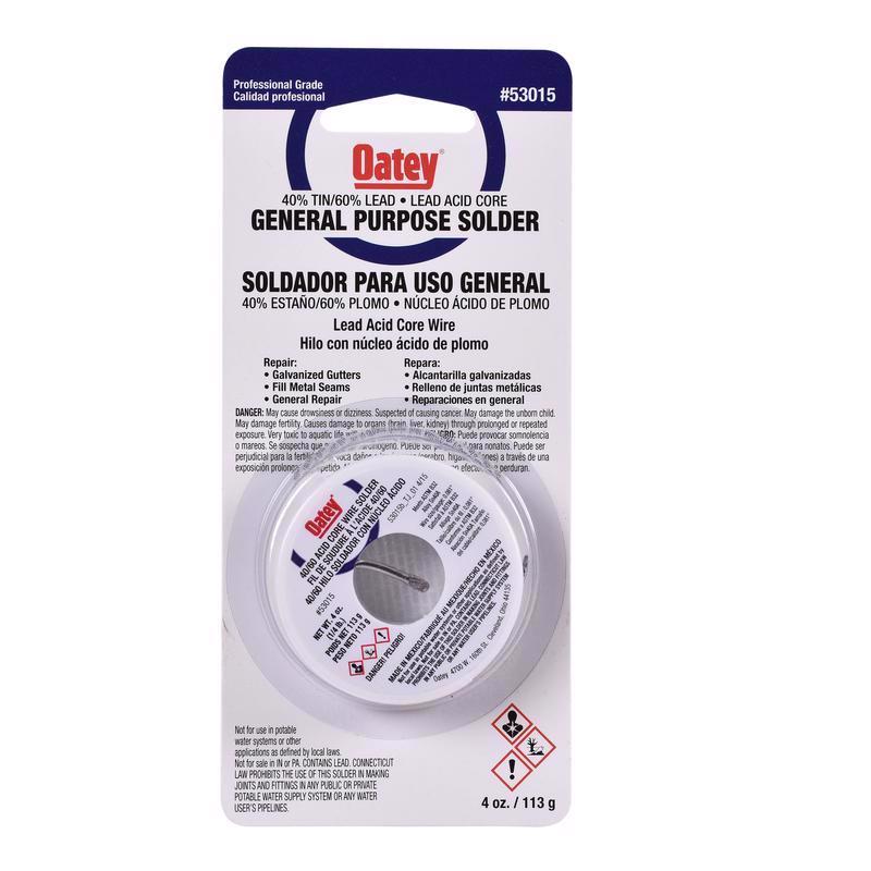 Oatey 4 oz Acid Core Wire Solder 0.081 in. D Tin/Lead 40/60 1 pc