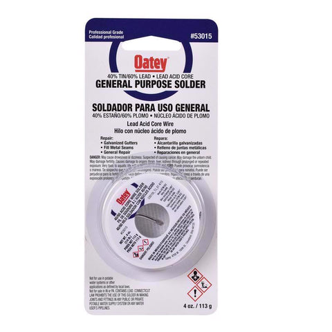 Oatey 4 oz Acid Core Wire Solder 0.081 in. D Tin/Lead 40/60 1 pc
