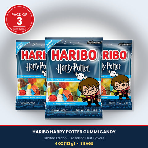 HARIBO Harry Potter Gummies 3-Pack, 4 oz Each — Assorted Fruit Flavors, Limited Edition