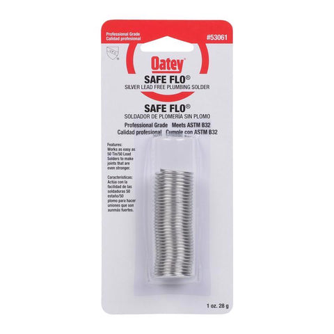 Oatey Safe-Flo 1 oz Lead-Free Plumbing Wire Solder Silver Bearing 50/50 1 pc
