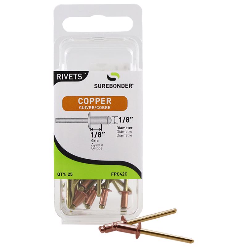 Surebonder Rivets 1/8 in. D X 1/8 in. Copper Short Rivets Yellow 25 pk (Pack of 5)