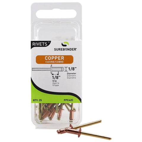 Surebonder Rivets 1/8 in. D X 1/8 in. Copper Short Rivets Yellow 25 pk (Pack of 5)