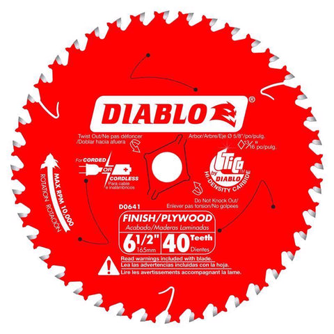 Diablo 6-1/2 in. D X 5/8 in. Finish/Plywood TiCo Hi-Density Carbide Finish Saw Blade 40 teeth 1 pk (Pack of 10)