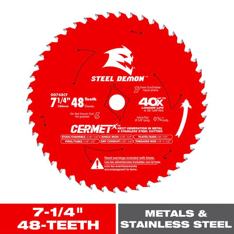Diablo Steel Demon 7-1/4 in. D X 5/8 in. Cermet Metal Saw Blade 48 teeth 1 pk (Pack of 5)