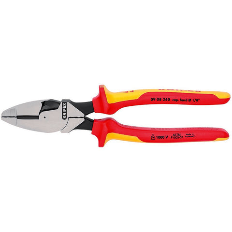 Alicate de electricista Knipex de acero de 9-1/2 pulg., aislado y de alta palanca