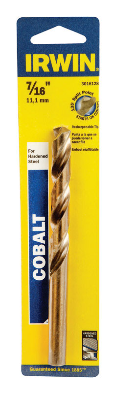 IRWIN 7/16 in. X 5-1/2 in. L Cobalt Alloy Steel Drill Bit Straight Shank 1 pc