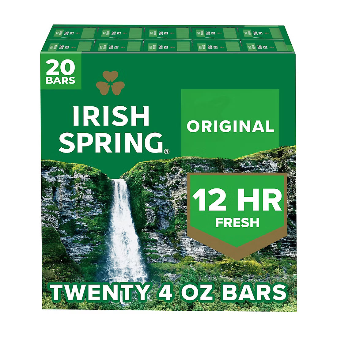 Irish Spring Bar Soap, Original Clean, 4 oz, 20 Count, Long-Lasting Fresh Scent, Daily Cleansing Soap Bars