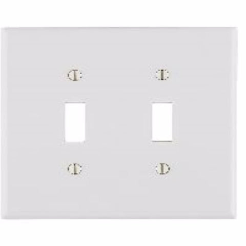 Leviton Antimicrobial Powder Coated White 2 gang Thermoset Plastic Toggle Wall Plate 1 pk