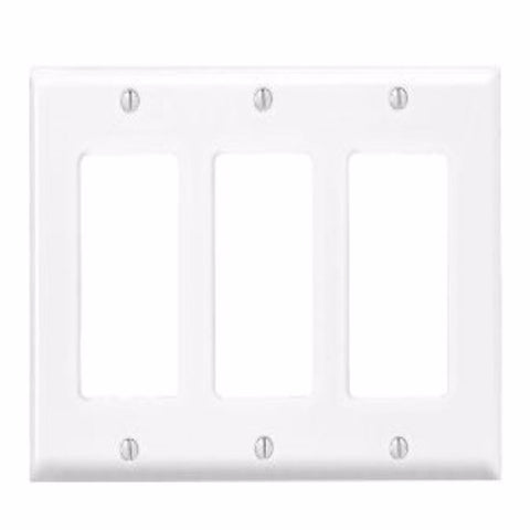 Leviton Antimicrobial Powder Coated White 3 gang Thermoset Plastic Decorator Wall Plate 1 pk