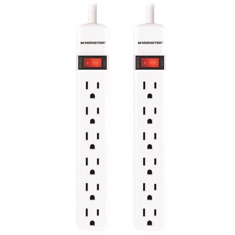 Monster Just Power It Up 2.5 ft. L 6 outlets Power Strip White