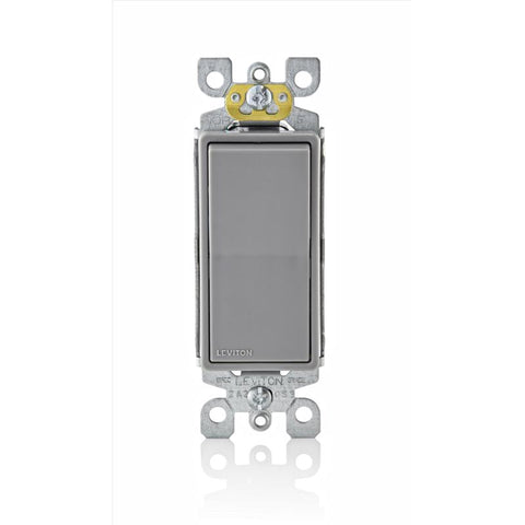 Leviton Decora 15 amps Three Pole Rocker AC Quiet Switch Gray 1 pk