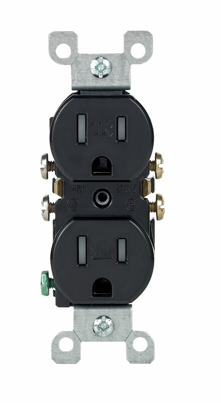 Enchufe dúplex Leviton de 15 A y 125 V, negro, 5-15R, 1 ud.