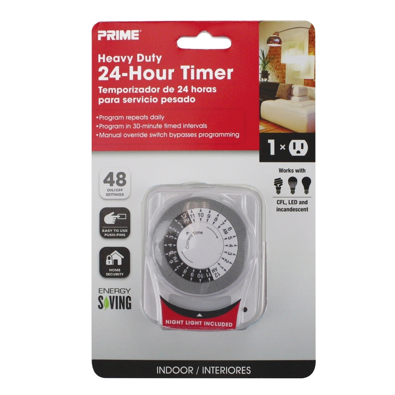 Temporizador mecánico para interiores Prime 125 V blanco