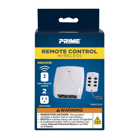 Temporizador de interior Prime con control remoto y tomacorrientes con conexión a tierra de 125 V, blanco