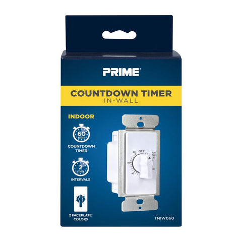 Temporizador de cuenta regresiva Prime EZ-SET para interiores, empotrable, 125 V, blanco