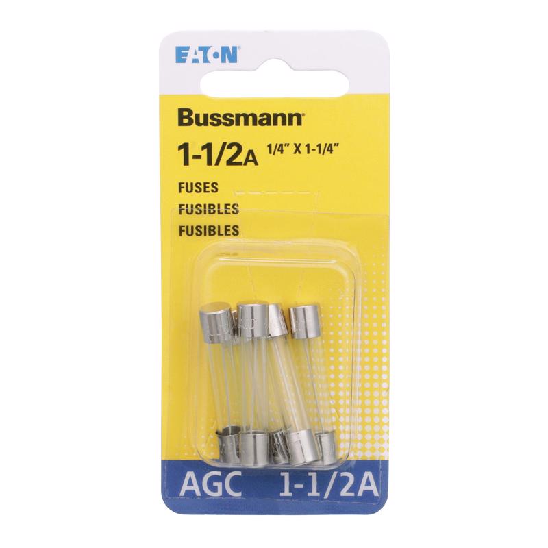 Bussmann 1.5 amps Fast Acting Glass Fuse 5 pk