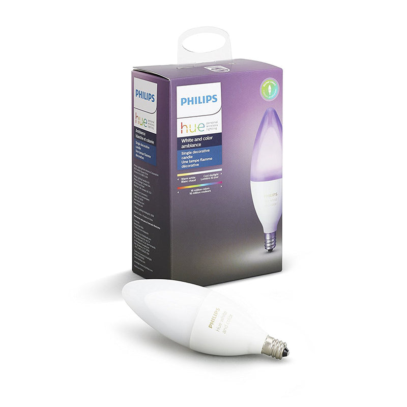 Bombilla LED inteligente Philips Hue B39 E12 (candelabra) blanca y con ambiente de color, equivalente a 40 vatios