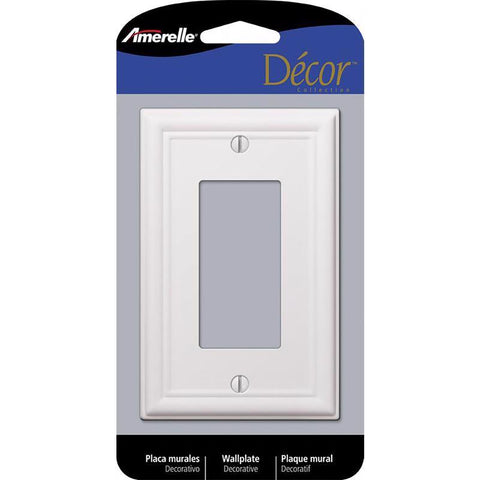 Amerelle Chelsea Blanco Placa de pared decorativa de acero estampado de 1 gang 1 paquete