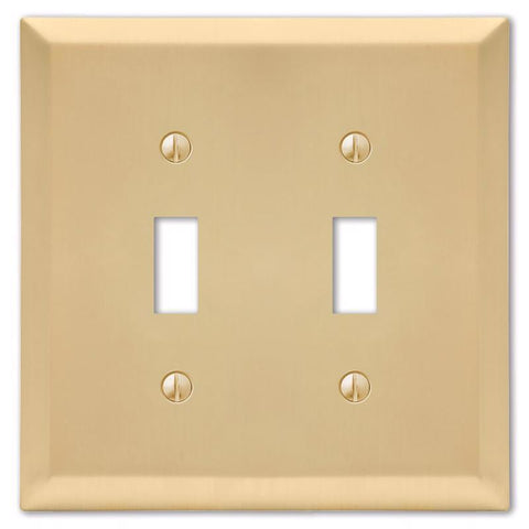 Amerelle Century Satin Brass 2 gang Stamped Steel Toggle Wall Plate 1 pk
