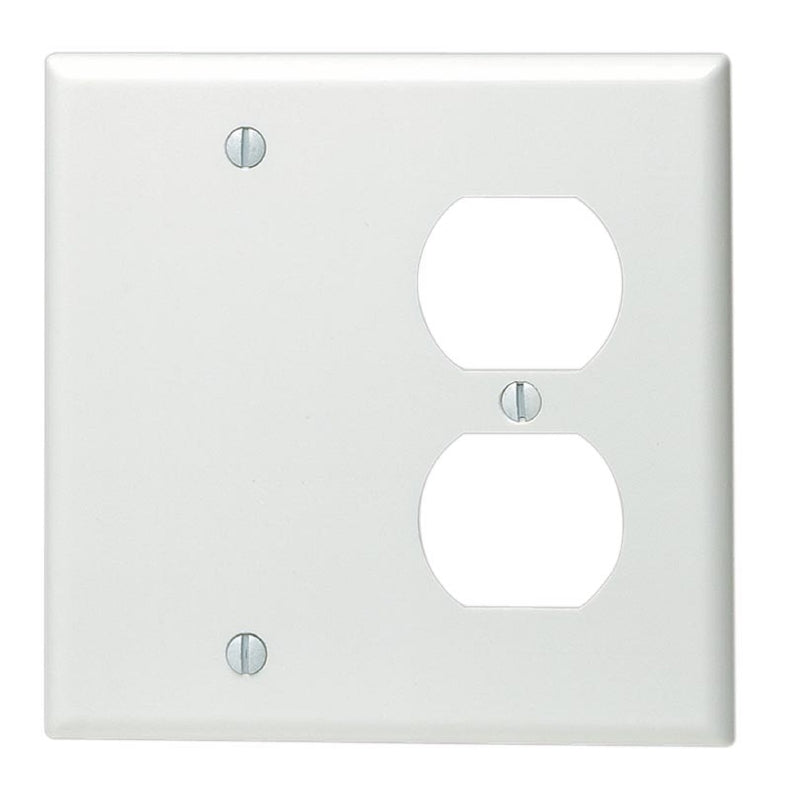 Leviton White 2 gang Thermoset Plastic Blank/Duplex Wall Plate 1 pk