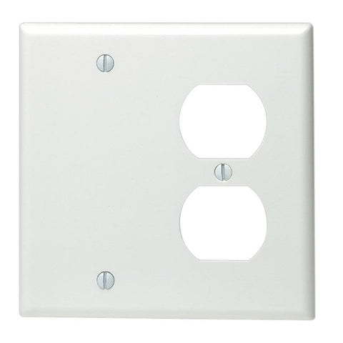 Leviton White 2 gang Thermoset Plastic Blank/Duplex Wall Plate 1 pk