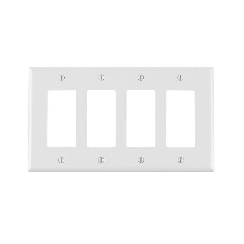 Leviton White 4 gang Thermoplastic Nylon Decorator Wall Plate 1 pk
