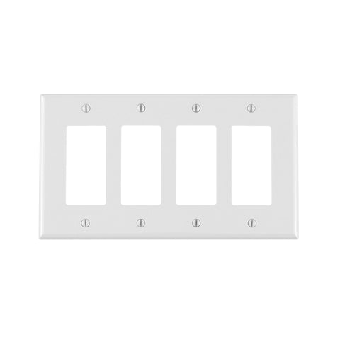 Leviton White 4 gang Thermoplastic Nylon Decorator Wall Plate 1 pk
