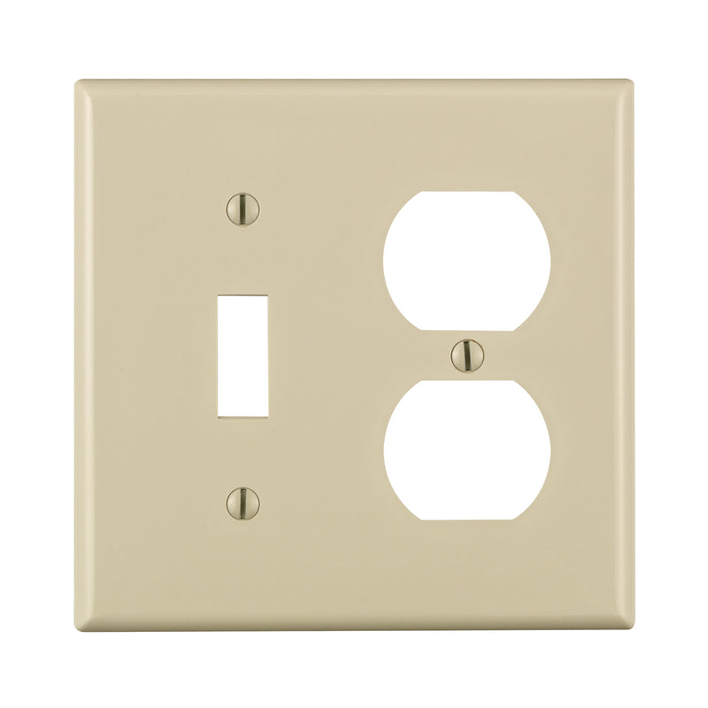 Placa de pared Leviton color almendra claro de nailon termoplástico para 2 interruptores duplex/palanca, 1 ud.