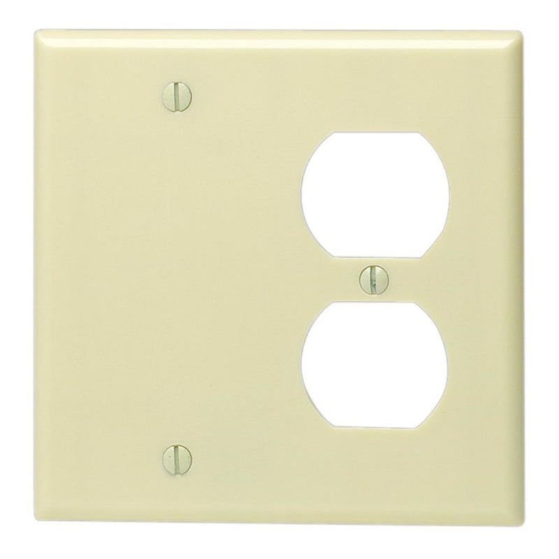 Leviton Ivory 2 gang Thermoplastic Blank/Duplex Wall Plate 1 pk