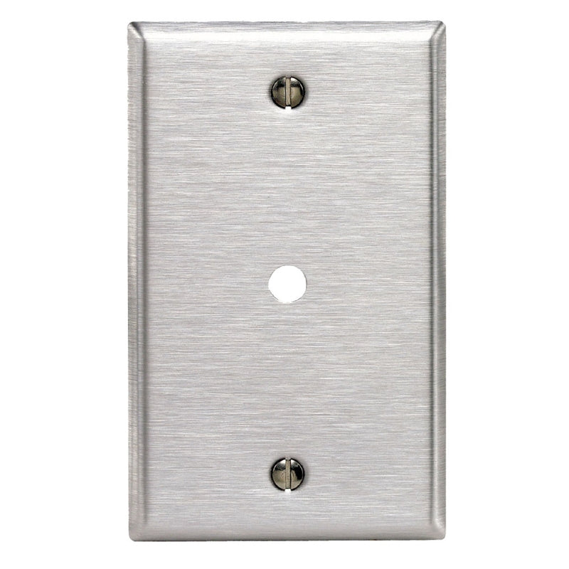 Leviton Silver 1 gang Stainless Steel Cable/Telco Wall Plate 1 pk