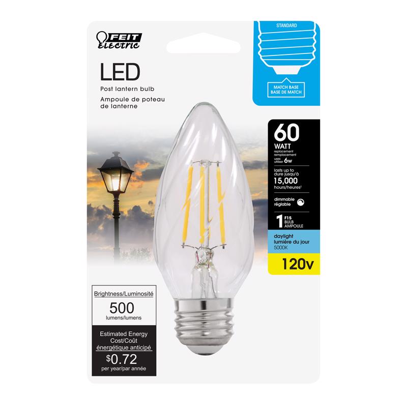 Feit F15 E26 (Medium) LED Bulb Daylight 60 Watt Equivalence 1 pk