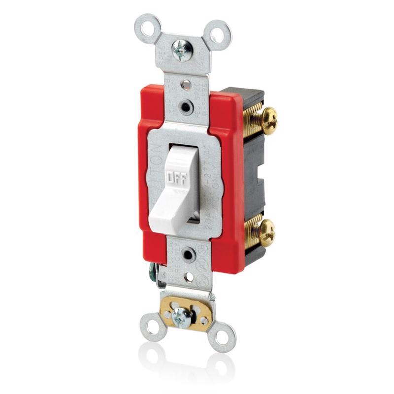 Interruptor de palanca de CA Leviton de 20 amperios, tratado con agentes antimicrobianos, funcionamiento silencioso, color blanco, paquete de 1 unidad