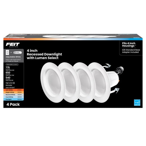 Feit Enhance White 5 pulg. An. Foco LED empotrado regulable de aluminio 8.6 W