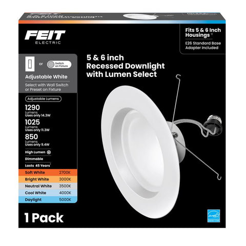 Feit Enhance White 7.4 in. W Aluminum LED Dimmable Recessed Downlight 14.3 W