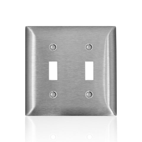 Leviton C-Series Satin Silver 2 gang Stainless Steel Toggle Wall Plate 1 pk