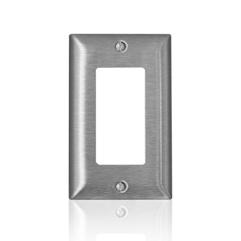 Placa de pared decorativa metálica Leviton Serie C de acero inoxidable para 1 dispositivo, paquete de 1
