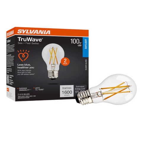 Sylvania TruWave A19 E26 (Medium) LED Bulb Daylight 100 Watt Equivalence 2 pk