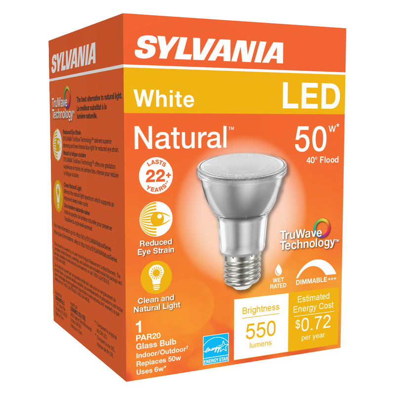 Sylvania Natural PAR20 E26 (Medium) LED Floodlight Bulb White 50 Watt Equivalence 1 pk