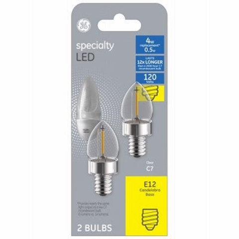 GE C7 E12 (Candelabra) LED Bulb Soft White 4 Watt Equivalence 2 pk
