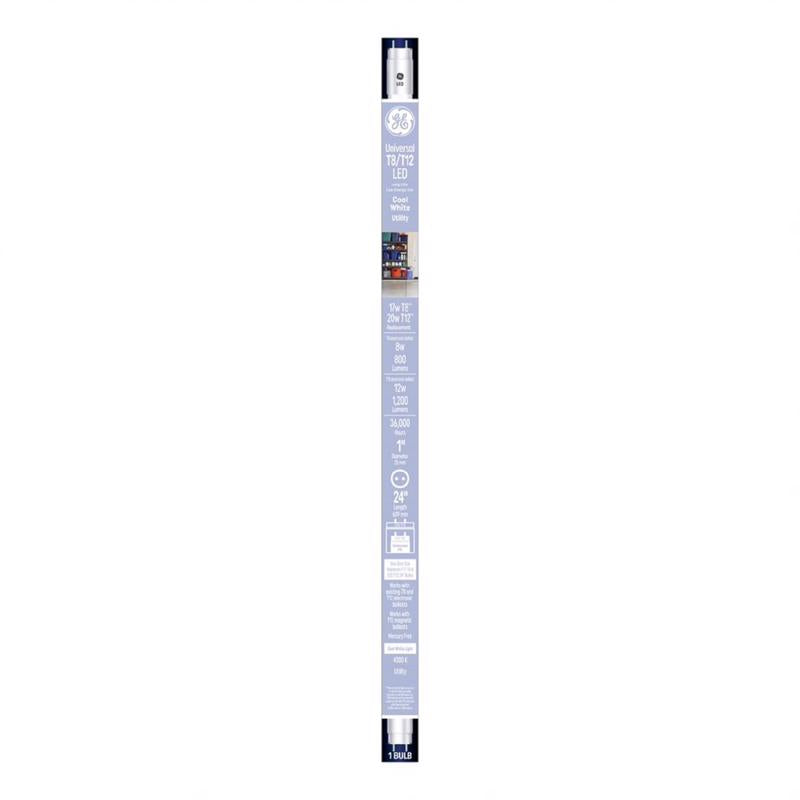 GE T8 Cool White 24 in. G13 (Medium Bi-Pin) T8 LED Linear Tube 20 Watt Equivalence 1 pk (Pack of 6)