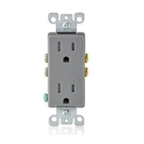 Tomacorriente dúplex Leviton Decora de 15 A y 125 V, gris, 5-15R, 1 ud.