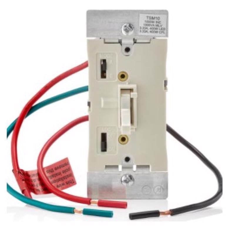 Leviton Ivory 1000 W Toggle Dimmer Slide Switch 1 pk (Pack of 10)